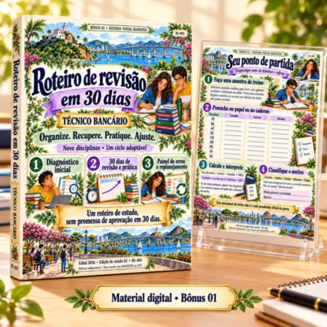 Mockup do bônus: Roteiro de revisão em 30 dias