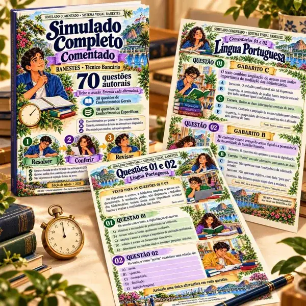 Mockup do material digital: Simulado completo comentado